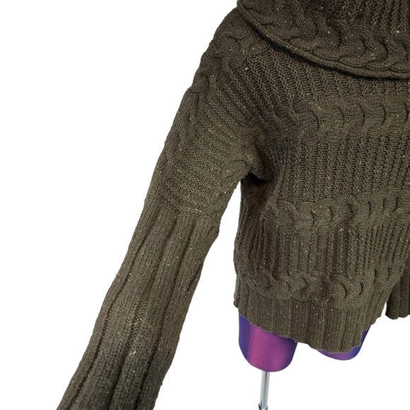 Athleta Olive Green Wool Blend Cable Knit Sweater Cowl Neck Size Small Women's - Picture 4 of 8